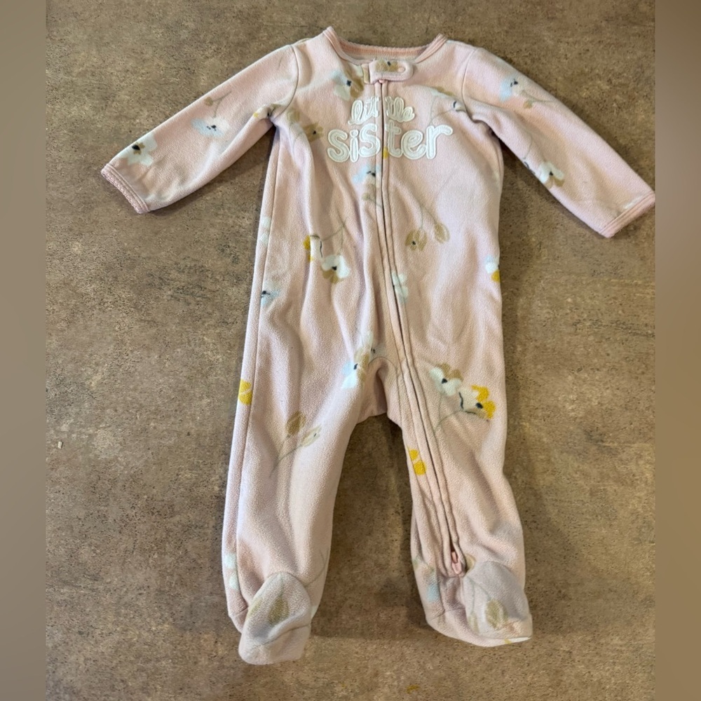Carter's Pink Floral Little Sister Footie, Size 6M